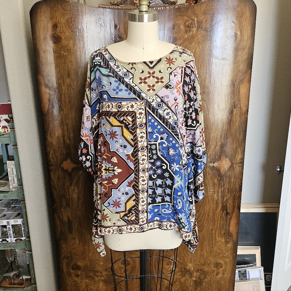 Johnny Was Multicolor Patchwork Print Tunic